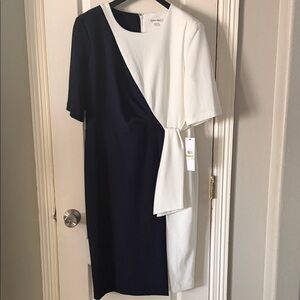 Calvin Klein Blue and White Asymmetrical Dress